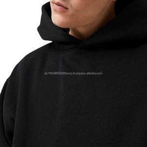Sudadera Negra con Dobladillo y Puños Acordonados, Cuello Cruzado, Estilo Pullover, Bordado de Tela, 80% Algodón, 20% Poliéster, Talla Grande - Product Image 2