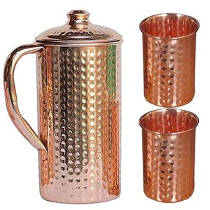 Best Quality Handmade Metal Jug for Best Design 2 Glass Piece Copper Drinking and Serving Jug for Top Selling Product - Product Image 1