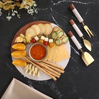 Best-seller Ensemble de couverts à manche en bois et marbre Spatule en métal Semi Coeur Couteau et Fourchette Couverts modernes pour la salle à manger au prix de gros