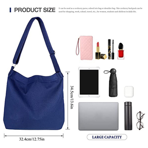 Bolsa de lona de algodón ecológica reutilizable con logotipo personalizado de alta calidad, promocional portátil con patrón de rayas para uso diario - Product Image 4