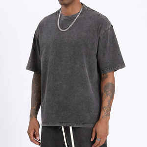 2026 nueva camiseta de manga corta con parche bordado desgastado para hombre, ropa de calle de algodón 100%, diseño de serigrafía sólida - Product Image 3