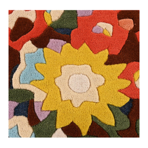 Tapis en laine lavable de forme irrégulière unique conception de débordement de fleurs en fleurs pour ensemble de tapis de hall d'entrée de salon - Product Image 4