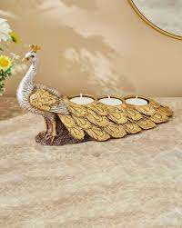 Handmade Gold Plated 3 Arm Peacock <b>Tea</b> <b>Light</b> <b>Holder</b> Best Home Decorative for Christmas Christmas Candle <b>Holder</b> - Product Image 3