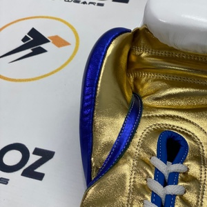 ถุงมือชกมวยสีขาวแบบสั่งทำพิเศษ ไม่มีลาย "Boxing No Life"  แบบผูกเชือก ดีไซน์หลากสี ผลิตด้วยมืออย่างมืออาชีพ ทำจากหนัง ระบายอากาศได้ดี เหมาะสำหรับการฝึกซ้อมในยิม - Product Image 4