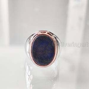 Anillo de Plata de Ley 925 con Lapislázuli Afgano Natural para Hombre, Venta al por Mayor, Regalo de Navidad, Todas las Tallas, Joyería Fina Árabe - Product Image 2