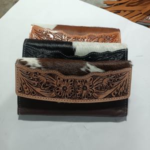 Nouvel arrivage Premium Quality Cowgirl Style Western Tooled Wallet Sac en cuir véritable Sculpture florale Prix compétitif - Product Image 5