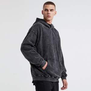 Sweats à capuche pour hommes 100% coton marron et rose sweats à capuche lavés à l'acide hommes couleurs et tailles personnalisées sweats à capuche thermiques respirants tailles personnalisées - Product Image 4