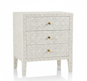 โต๊ะข้างเตียงไม้ฝังกระดูกสไตล์แฟนตาซี งานฝีมือคุณภาพพรีเมียม ทนทาน ลายดอกไม้ สำหรับเฟอร์นิเจอร์ห้องนั่งเล่น - Product Image 1