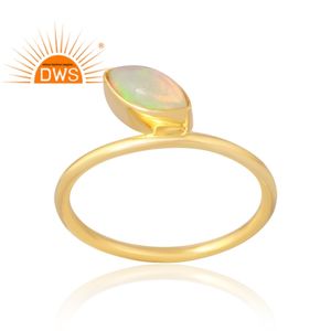 Latest Selling 925 Sterling <b>Silver</b> 18K Gold Plated Natural Ethiopian <b>Opal</b> Gemstone <b>Ring</b> Demi Fine Jewelry Manufacturer - Product Image 1