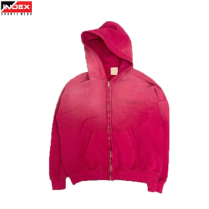 Oversized <b>Pink</b> Hooded <b>Sweatshirt</b> 100% Cotton French Terry Solid Color Unisex Casual Autumn Wear - Product Image 2