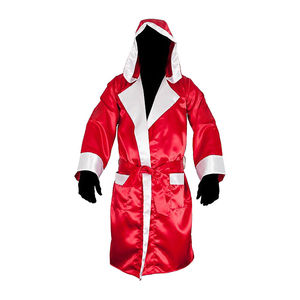 Robe de boxe sur mesure de qualité supérieure pour adulte, rouge avec des détails blancs, pour hommes, pour la marche sur le ring de boxe - Product Image 3