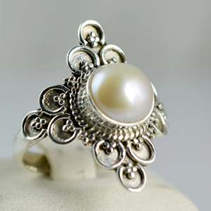 Navya <b>Craft</b> 925 Sterling Silver Boho Women's <b>Ring</b> Freshwater Pearl Sizes 4 to 13 US - Product Image 5
