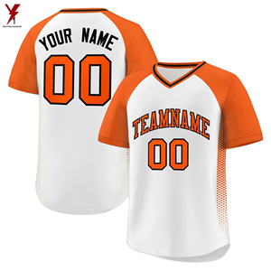 Maillot de baseball personnalisé de haute qualité avec col en V et manches courtes conception de chemise à boutons d'impression personnalisée quantité minimale de commande bas - Product Image 2