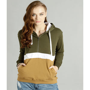 Sudaderas ecológicas con capucha para mujer, sudaderas con cremallera de cuarto de lana, diseño personalizado, logotipo frontal, venta al por mayor, técnicas de tinte de corbata, Invierno - Product Image 3