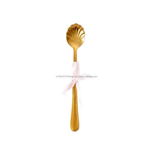 Cuchara en forma de concha de Venta caliente con mango largo para café, azúcar, postre, helado, ensalada, cucharas de mesa, cubiertos - Product Image 3