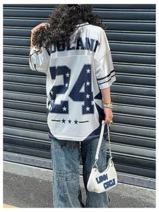 Camiseta estampada transpirable jersey de fútbol extragrande ropa informal cómoda Y2k con cuello en V personalizada - Product Image 3