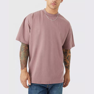 Camiseta de gran tamaño con cuello redondo y Costilla de algodón 100% personalizada para hombre, ropa de calle Nueva con estampado Digital de calidad, camiseta en blanco con hombros caídos - Product Image 1