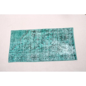 พรมวินเทจขนาด 1.5x2.9 ฟุต พรมตุรกีขนาดเล็ก พรมขนสัตว์ขอบสีน้ำเงิน - Product Image 5