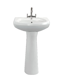 Céramique Goodone ronde autoportante salle de bain en céramique piédestal lavabo à la main ensemble de lavabo à la main en prix bon marché de l'Inde - Product Image 1