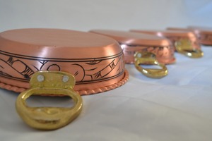 Juego de 3 Cazuelas de Cobre Grabadas de Lujo con Asas de Latón, Ideales para Servir Curry, Arroz y Comidas Indias, Provenientes de la India - Product Image 6