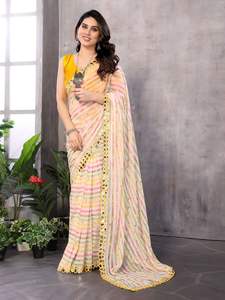 คอลเลกชันผ้าจอร์เจียแบบชิโบริของแท้พร้อมกระจก Saree ใหม่ล่าสุด - Product Image 6