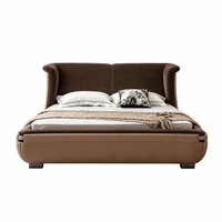 Cabecera Italiana Moderna de Lujo con Diseño Wingback, Estructura de Madera de Alerce Importada, Tela Premium, Cama Doble King Size para Dormitorio
