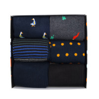 Chaussettes courtes chaudes en coton pour hommes, 6 paires, assortiment fantaisie, style sportif quotidien, hiver, taille unique, jetables, en coffret cadeau avec logo sous le dessus