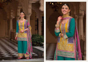 Hevey Chinon เสื้อผ้าพิมพ์ลายดิจิทัลพิมพ์ลายอินเดียและปากีสถานสำหรับงานปาร์ตี้งานปักทำงานแห้งเร็วทุกฤดูกาล - Product Image 3