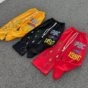 Pantalon de survêtement jaune pour homme, taille élastique avec cordon de serrage, décontracté, imprimé USA 1990, en coton, pour l'automne - Product Image 4