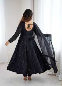 Élégant costume Anarkali noir pour femmes - Product Image 5