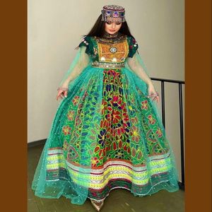 2025 nuevo diseño hecho a mano Vintage afgano KUCHI vestido de mujer mangas elásticas vestidos de noche modestos con decoraciones de monedas antiguas - Product Image 3