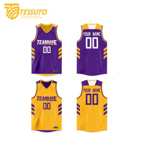 เสื้อบาสเก็ตบอลผ้าโพลีเอสเตอร์เย็บตะเข็บตาข่ายเสื้อกล้ามใส่เล่นบาสเก็ตบอลมีตัวเลขแบบระเหิดออกแบบได้ตามต้องการ - Product Image 5