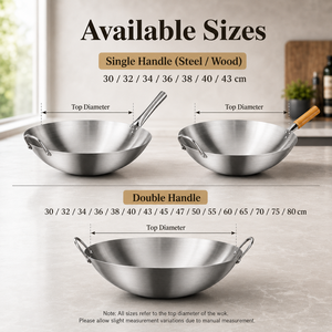 Wok en acier inoxydable commercial, fond rond, grande capacité, poêle <span class=keywords><strong>de</strong></span> cuisson pour restaurant, compatible gaz et induction - Product Image 4