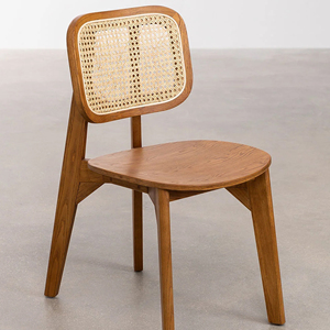 เก้าอี้รับประทานอาหารกลางแจ้งทันสมัย ทำจากไม้สัก พร้อมหวาย คุณภาพดีที่สุด สำหรับห้องรับประทานอาหารและห้องนั่งเล่น - Firna - Product Image 1