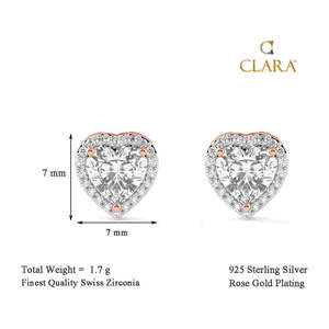 NOVAMART Fine 925 Sterling Silver Heart Solitaire <b>Stud</b> <b>Earrings</b> Trendy Rose Gold Screw Back Engagement Pear Cut Diamond Wholesal - Product Image 3