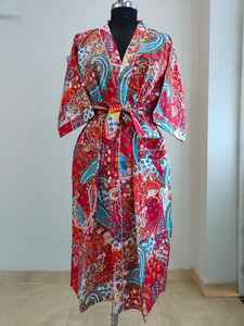 Batas Kimono 100% Algodón, Hermoso Vestido Kimono de Algodón, Kimono de Algodón con Estampado Floral Indio, Regalos Más Vendidos para Ella y Él, Ropa de Estar en Casa - Product Image 2