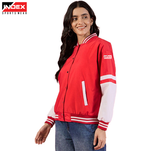 Venta al por mayor de invierno personalizado bordado con capucha vintage pulóver chaqueta de lana de las mujeres chaquetas universitarias con logotipo personalizado - Product Image 3