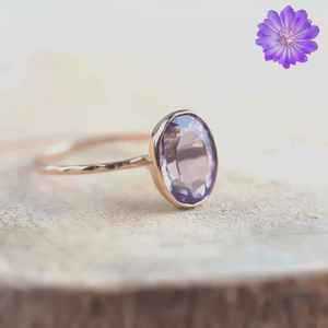 Anillo de plata amatista natural hecho a mano Anillo llamativo de corte ovalado de Plata de Ley 925 - Product Image 3