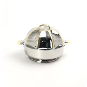 Marmite en acier inoxydable avec marmite extérieure Design antique Casserole de luxe de qualité supérieure Forme ronde Pots chauds alimentaires en métal fantaisie - Product Image 2