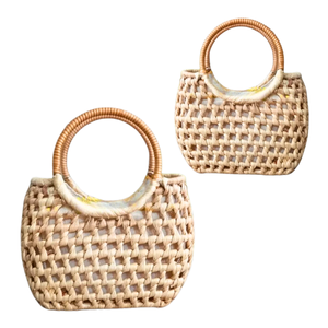 Bolso de mano de gran capacidad con jacinto de agua, bolso de mano hecho a mano, bolso de mujer para mujer, cestas seguras y elegantes para mujer - Product Image 1