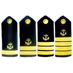 Écussons de grade militaire marine brodés sur mesure avec ancre dorée et rayures, à coudre, en tissu - Product Image 2