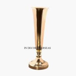 Venta al por mayor a granel único diseñador de lujo de alta calidad de aluminio fundido chapado en oro decoración de la boda jarrón de trompeta de la India - Product Image 6