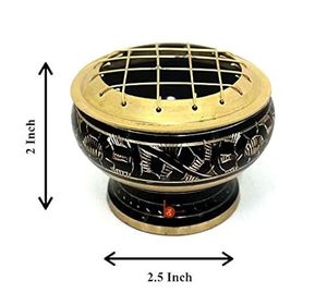 Quemador de incienso de diseño en forma de mini de latón macizo con tapón de cilantro Acabado dorado Estilo indio moderno - Product Image 6