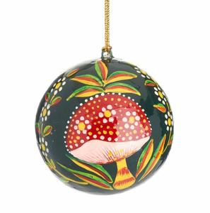 Base blanche avec motif fleur rouge papier mâché ornement de Noël à suspendre décor de fête fait main disponible au prix de gros - Product Image 5