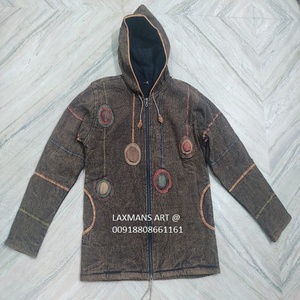 Cotton Winter Jackets With Hoodies From India With Zipper Dyed Cotton Winter Jackets Patchwork Jackets Nepali Jackets - Product Image 2