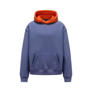 Sudadera con capucha personalizada de gran tamaño 100% algodón para hombre con parche bordado con apliques recortados de <span class=keywords><strong>color</strong></span> bloqueado sin cuerdas Boxy Fit para invierno - Product Image 3