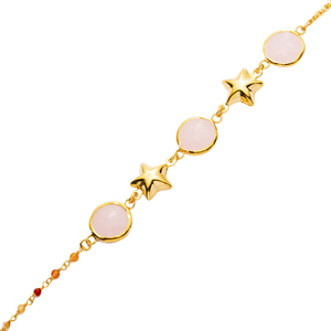 Pink Quartz Plain Star Gold Bezel Sterling Silver Bracelet Wholesale 925 Sterling <b>Handmade</b> <b>Jewelry</b> - Product Image 3