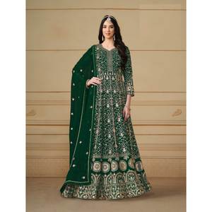 Robe Anarkali Salwar Kameez en faux georgette indienne et pakistanaise pour femmes, tenue de mariage, design ethnique moderne, broderie disponible - Product Image 1