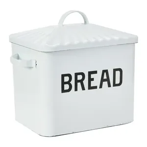 Bread Box New Round Shape Bread Box and <b>Bins</b> for <b>Kitchen</b> Accessories New Look Bread Box High Quality Durable <b>White</b> Metal <b>Bin</b> - Product Image 2