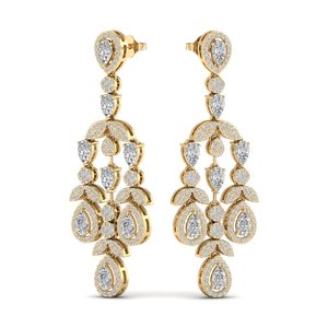 Pendientes Largos de Oro Sólido de 14K con Moissanita Certificada GRA de REYES, para Mujer, Regalo de Boda de Lujo, Joyería Nupcial - Product Image 1